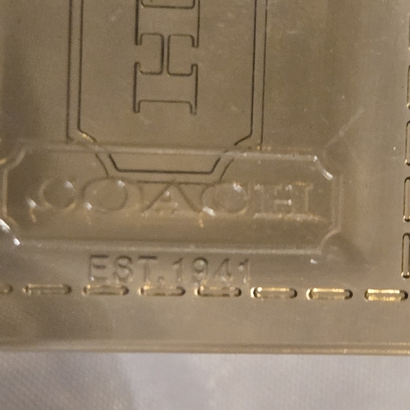 Coach Clear Smoke Gray Plastic Hang Tag Silvertone Bag Charm 3" Long - Picture 8 of 8